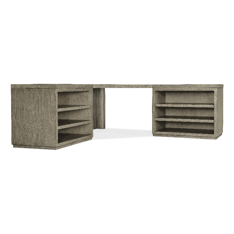 Bowery Hill Contemporary Home Office Corner Desk with Two Desk Cabinets