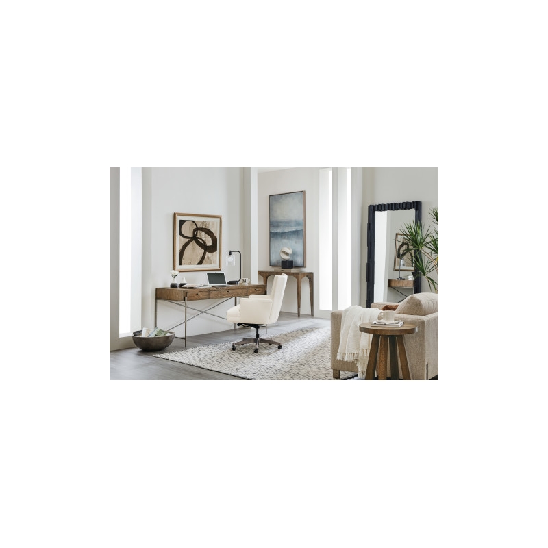 Bowery Hill Contemporary Veneers and Metal Writing Desk in Brown/White