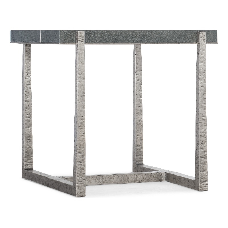 Bowery Hill Metal and Faux Shagreen Mixed Media End Table in Gray