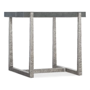 Bowery Hill Metal and Faux Shagreen Mixed Media End Table in Gray