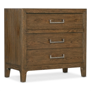 Bowery Hill Contemporary Three-Drawer Wood Nightstand in Brown/White