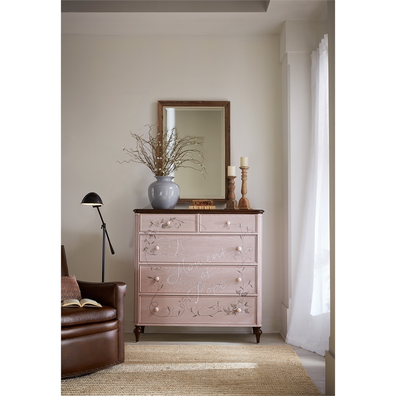 Bowery Hill Modern / Contemporary Chest with Drawers in Pink Wood Finish