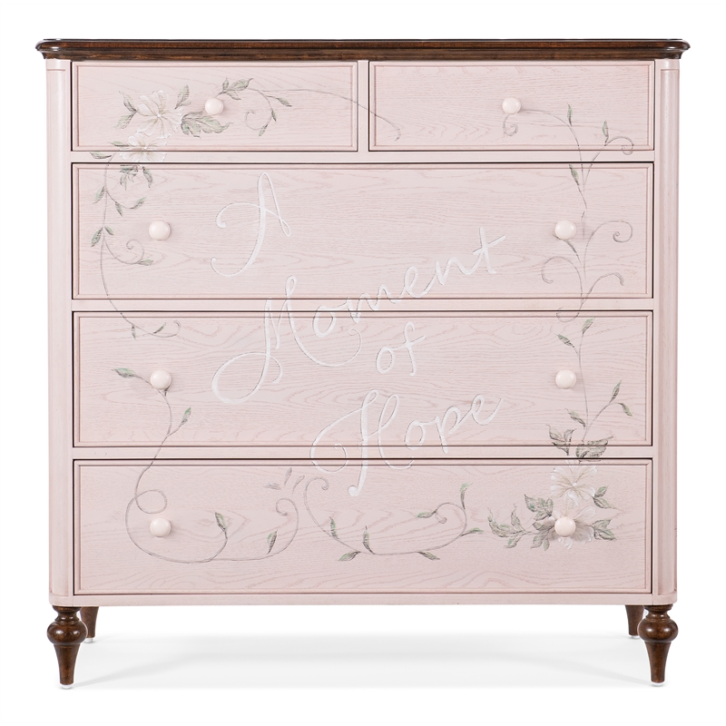 Bowery Hill Modern / Contemporary Chest with Drawers in Pink Wood Finish