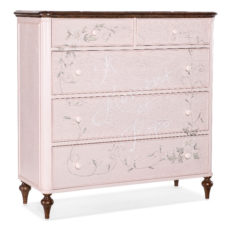 Bowery Hill Modern / Contemporary Chest with Drawers in Pink Wood Finish
