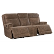 Bowery Hill Contemporary Leather Power Sofa with Power Headrest in Brown