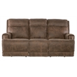 Bowery Hill Contemporary Leather Power Sofa with Power Headrest in Brown