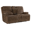 Bowery Hill Leather Power Loveseat with Power Headrest in Brown