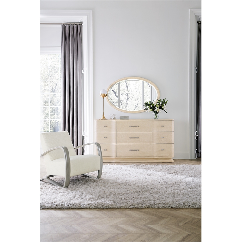 Bowery Hill Modern / Contemporary Chic Wood-Framed Oval Mirror in Natural