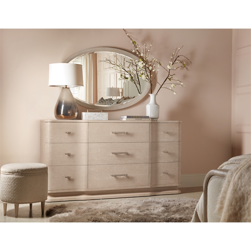 Bowery Hill Modern / Contemporary Chic Wood-Framed Oval Mirror in Natural