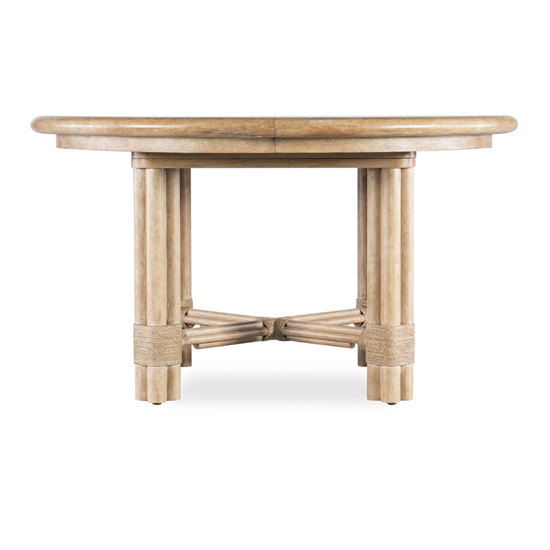 Bowery Hill Contemporary Round Wood Dining Table with 20in leaf in Beige