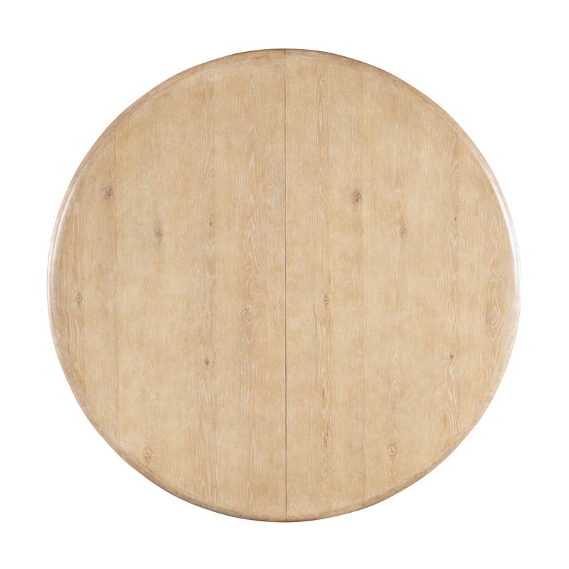 Bowery Hill Contemporary Round Wood Dining Table with 20in leaf in Beige