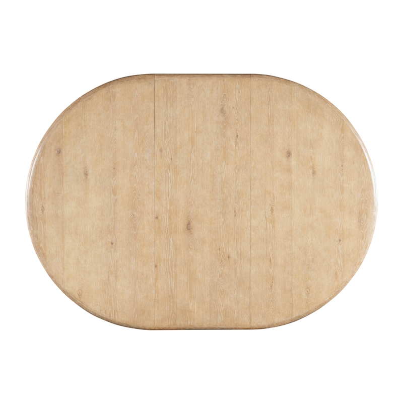 Bowery Hill Contemporary Round Wood Dining Table with 20in leaf in Beige