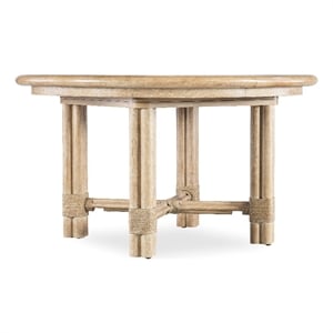 Bowery Hill Contemporary Round Wood Dining Table with 20in leaf in Beige