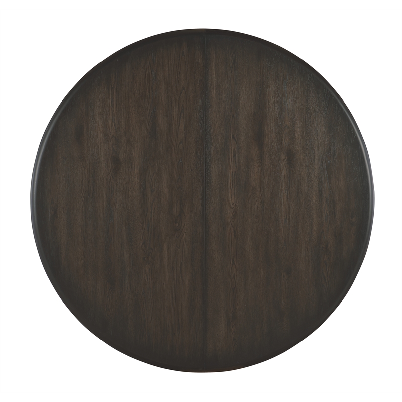 Bowery Hill Contemporary Round Wood Dining Table with 20in leaf in Black