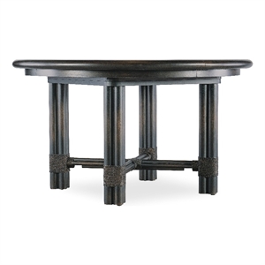 Bowery Hill Contemporary Round Wood Dining Table with 20in leaf in Black