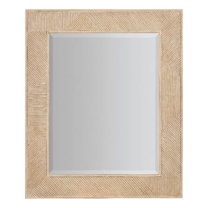 Bowery Hill Contemporary Wood Framed Landscape Mirror in Dune Beige