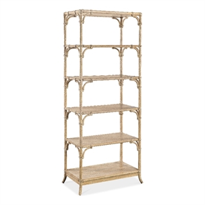 Bowery Hill Modern / Contemporary Rattan Wood Framed Bookcase in Beige