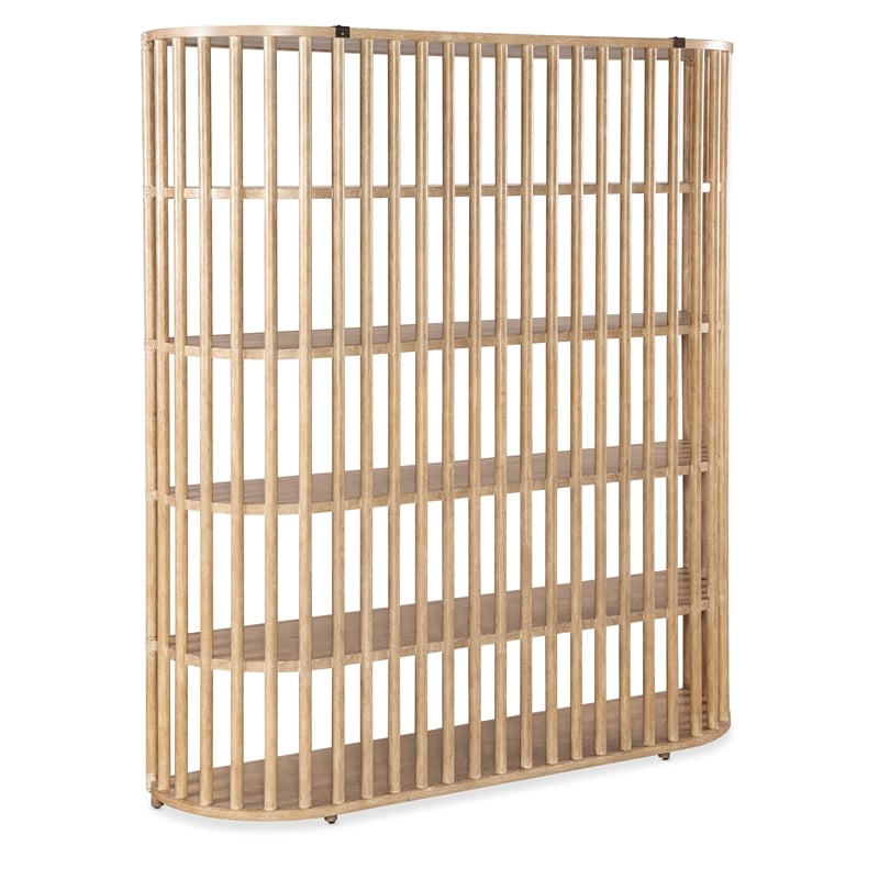 Bowery Hill Modern / Contemporary Slatted Wood Framed Bookcase in Beige