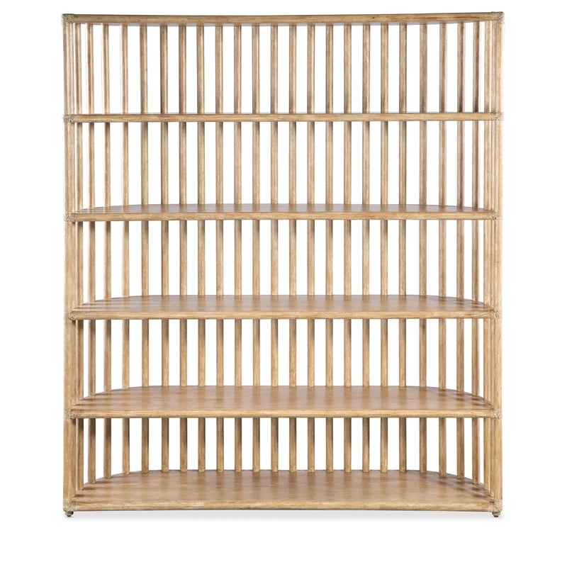 Bowery Hill Modern / Contemporary Slatted Wood Framed Bookcase in Beige