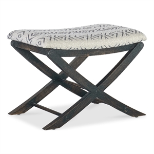 Bowery Hill Fabric Upholstered Camp Stool Bed Bench in Black
