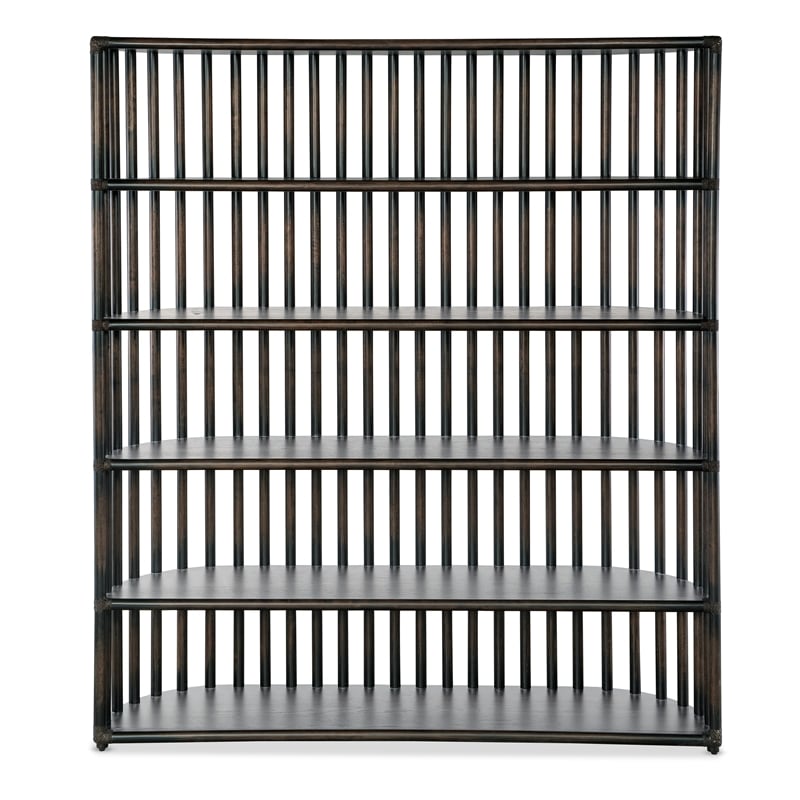 Bowery Hill Modern / Contemporary Slatted Wood Framed Bookcase in Black