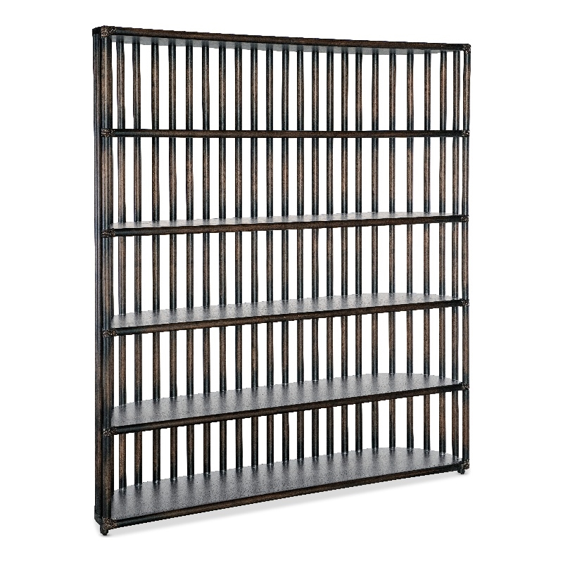 Bowery Hill Modern / Contemporary Slatted Wood Framed Bookcase in Black