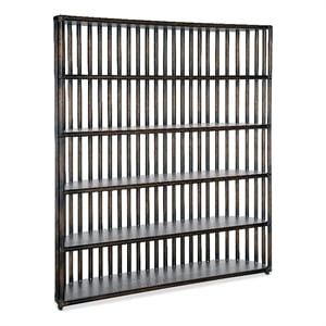 Bowery Hill Modern / Contemporary Slatted Wood Framed Bookcase in Black
