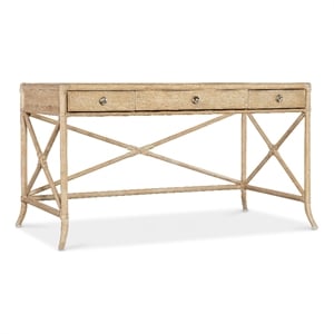 Bowery Hill Modern / Contemporary Rattan Wood Writing Desk in Beige