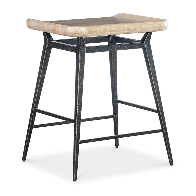 Bowery Hill Modern / Contemporary Wood and Metal Stool in Dune Beige