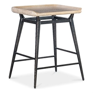 Bowery Hill Modern / Contemporary Wood and Metal Stool in Dune Beige