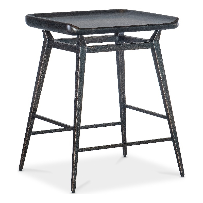 Bowery Hill Modern / Contemporary Wood and Metal Stool in Black Sand