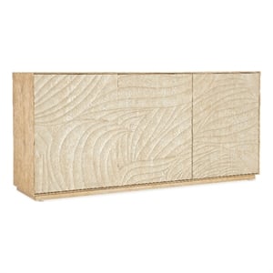 Bowery Hill Carved Wood Motif Entertainment Credenza in Beige