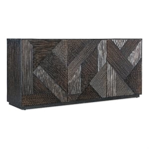 Bowery Hill Geomtric Wood Door Entertainment Credenza in Black