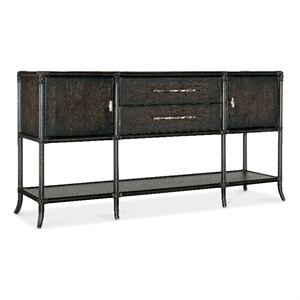 Bowery Hill Modern / Contemporary Rattan Wood Sideboard in Black
