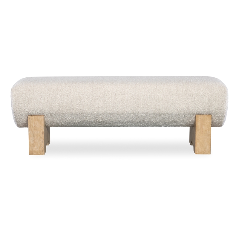 Bowery Hill Fabric Upholstered Bed Bench in Dune Beige Finish