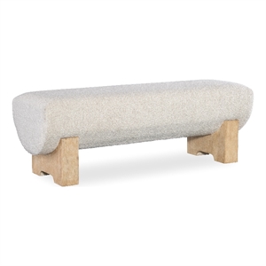 Bowery Hill Fabric Upholstered Bed Bench in Dune Beige Finish