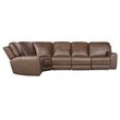 Bowery Hill Contemporary 5-Piece Transitional Leather Sectional in Brown