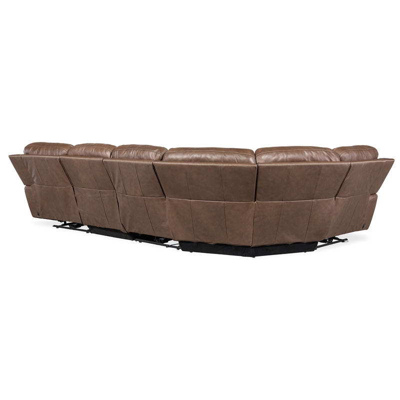 Bowery Hill Contemporary 5-Piece Transitional Leather Sectional in Brown