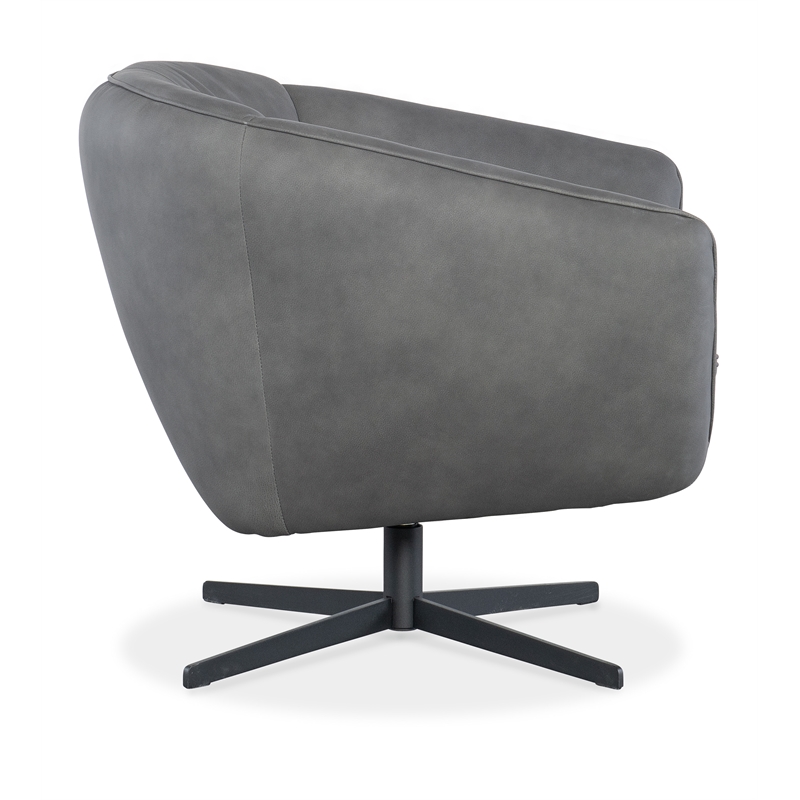 Bowery Hill Modern / Contemporary Leather Swivel Chair in Gray