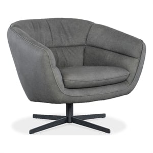 Bowery Hill Modern / Contemporary Leather Swivel Chair in Gray