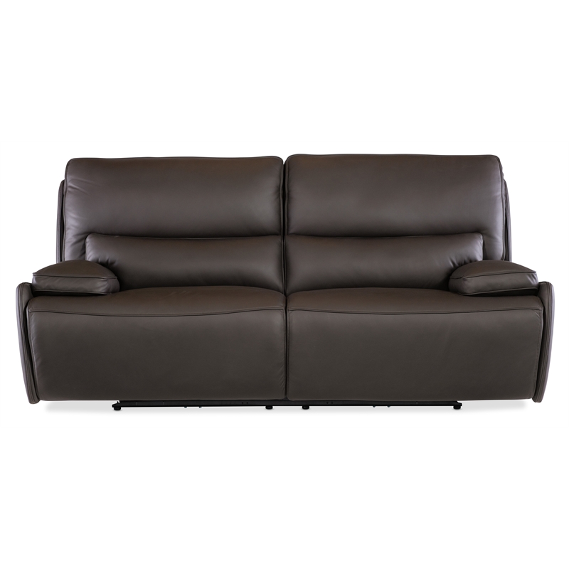 Bowery Hill Modern / Contemporary Zero Gravity Leather Power Sofa in Brown