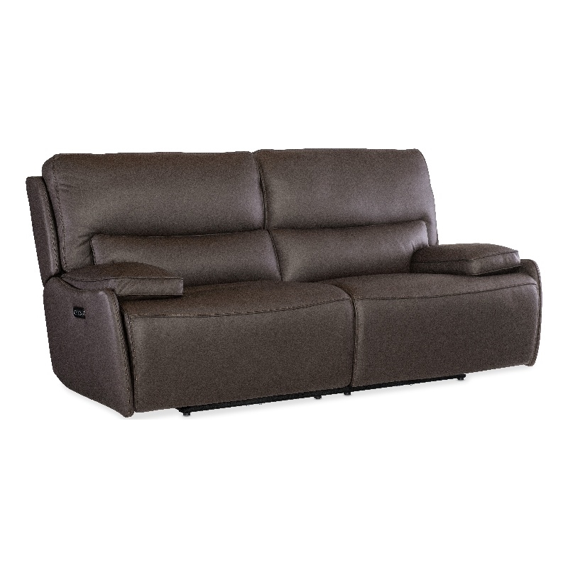 Bowery Hill Modern / Contemporary Zero Gravity Leather Power Sofa in Brown