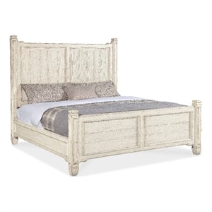 Bowery Hill Modern / Contemporary Wood King Panel Bed in White Finish