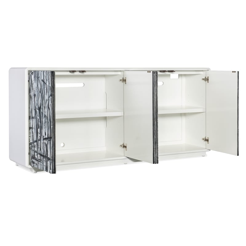 Bowery Hill Modern / Contemporary Wood Credenza in White Finish