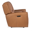 Bowery Hill Zero Gravity Leather Power Console Loveseat in Brown