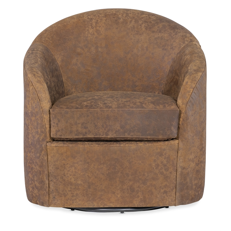 Bowery Hill Modern / Contemporary Leather Swivel Chair in Brown