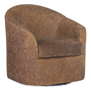 Bowery Hill Modern / Contemporary Leather Swivel Chair in Brown