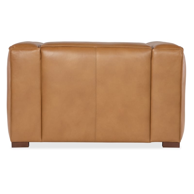 Bowery Hill Modern / Contemporary Wide Arm Chair in Carmel Brown Leather