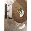Bowery Hill Modern / Contemporary Wood Dining Bench with Beige Fabric Seat