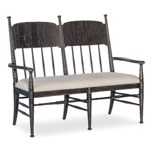 Bowery Hill Modern / Contemporary Wood Dining Bench with Beige Fabric Seat
